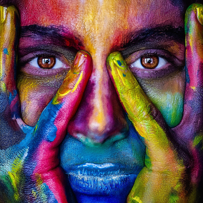 Woman with Colorful Paint on Her Face